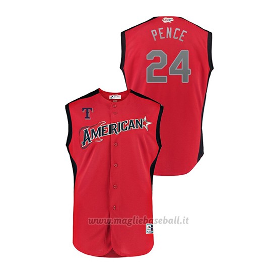 Maglia Baseball Bambino Texas Texas Rangers 2019 All Star Game Player American League Hunter Pence Rosso